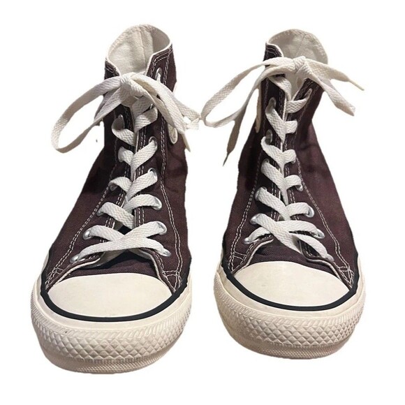 Converse Chuck Taylor All-Star High Top Sneaker Brown Plaid Heel Panel Women's 8 - Picture 1 of 6